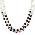 3116: Beaded red,white pearl  multistrand necklaces