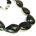 3144: Beaded brown,gray smoky quartz chunky necklaces