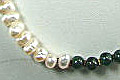 6467: Beaded white, green pearl necklaces
