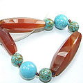 Design 6485: blue,orange carnelian american-southwest necklaces