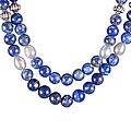 659: Silver Beaded blue lapis lazuli necklaces