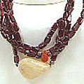 6814: Beaded red garnet  multistrand necklaces