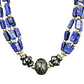 687: Silver Setting blue lapis lazuli  ethnic necklaces