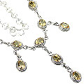 7096: yellow, silver citrine necklaces