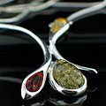 7127: Silver Setting orange amber  contemporary necklaces
