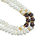 Design 7194: red,white pearl multistrand, star necklaces