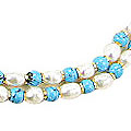 7201: blue, white pearl  multistrand necklaces