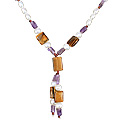Design 7407: brown,white tiger eye necklaces