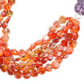 7411: Beaded orange,purple carnelian necklaces