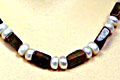 7412: Beaded White, Brown, Green pearl necklaces