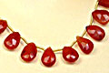 7416: Smooth orange carnelian  briolettes necklaces