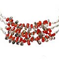 Design 7422: gray,orange,white carnelian multistrand necklaces