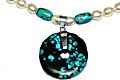 7427: Beaded White, Turquoise pearl  donut necklaces