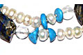 7444: Beaded White, Blue lapis lazuli tribal necklaces