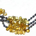 Design 7466: black,yellow pearl drop necklaces