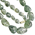 Design 7477: green prehnite tumbled necklaces