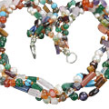 7485: Beaded multi-color multi-stone  ethnic necklaces