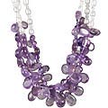 7487: White, Purple pearl  drop necklaces