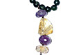 7941: Beaded Green multi-stone  donut necklaces