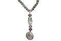 7948: Beaded Grey multi-stone  donut necklaces
