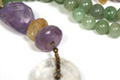 7949: Beaded Green multi-stone  donut necklaces