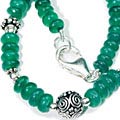 7978: Silver Beaded Green onyx necklaces