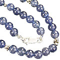 7981: Silver Beaded blue iolite strand necklaces