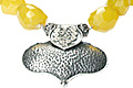 7991: Silver Setting yellow chalcedony  medallion necklaces