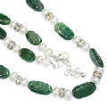8473: Beaded Whie, Green pearl necklaces