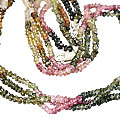 8540: Beaded green,pink tourmaline  multistrand necklaces