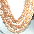 8882: Beaded orange, brown sunstone  chipped necklaces