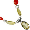 9014: Silver Setting orange,yellow carnelian  contemporary necklaces