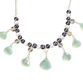 9028: Silver Setting blue,white garnet  choker necklaces