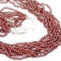 Design 9084: red garnet multistrand necklaces