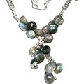 9203: Silver Beaded blue labradorite  contemporary necklaces