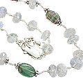9226: White, Green moonstone necklaces