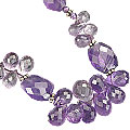 9227: Silver Beaded purple amethyst  briolettes necklaces