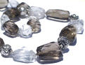 Design 925: gray smoky quartz chunky, tumbled necklaces
