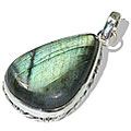 1028: Silver Setting green labradorite  drop pendants