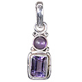1055: Silver Setting purple amethyst pendants