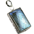 1061: Silver Setting green,gray labradorite pendants