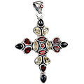 Design 1194: black,red,yellow multi-stone christian pendants