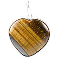 1254: Silver Setting brown tiger eye  heart pendants