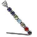 1268: Silver Setting green,purple,red multi-stone  chakra pendants