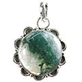 1293: Silver Setting gray,green moss agate pendants