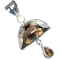 13046: silver setting brown smoky quartz pendants