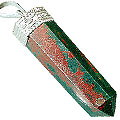 13184: silver setting green,red bloodstone  pencil pendants
