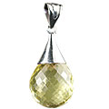 13413: Silver Beaded orange,yellow lemon quartz  engagement pendants