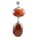1492: Silver Setting orange,yellow amber pendants