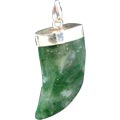 1539: Silver Beaded green moss agate  claw pendants